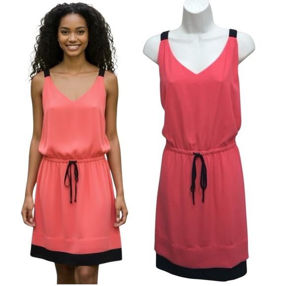 LOFT Dresses & Skirts - NWT L Ann Taylor LOFT Pink Navy Blue Drawstring Summer Dress - Women Large